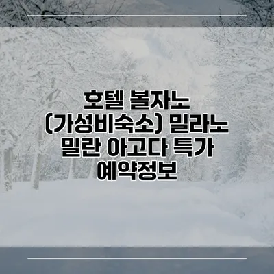 호텔 볼자노 (가성비숙소) 밀라노 밀란 아고다 특가 예약정보