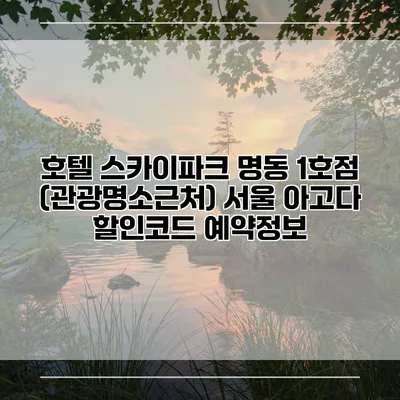 호텔 스카이파크 명동 1호점 (관광명소근처) 서울 아고다 할인코드 예약정보
