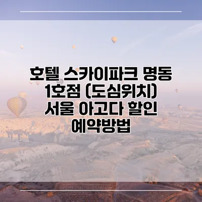 호텔 스카이파크 명동 1호점 (도심위치) 서울 아고다 할인 예약방법
