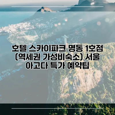 호텔 스카이파크 명동 1호점 (역세권 가성비숙소) 서울 아고다 특가 예약팁
