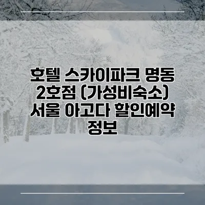 호텔 스카이파크 명동 2호점 (가성비숙소) 서울 아고다 할인예약 정보
