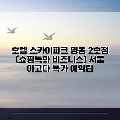 호텔 스카이파크 명동 2호점 (쇼핑특화 비즈니스) 서울 아고다 특가 예약팁
