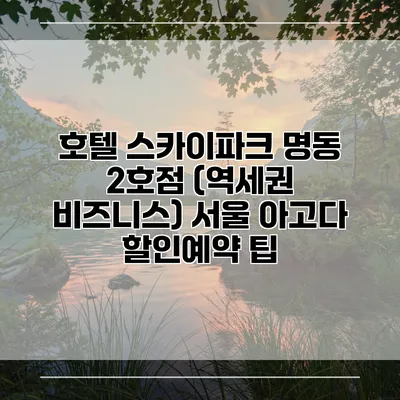 호텔 스카이파크 명동 2호점 (역세권 비즈니스) 서울 아고다 할인예약 팁
