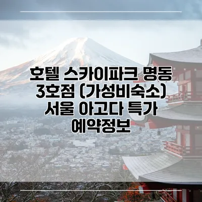 호텔 스카이파크 명동 3호점 (가성비숙소) 서울 아고다 특가 예약정보