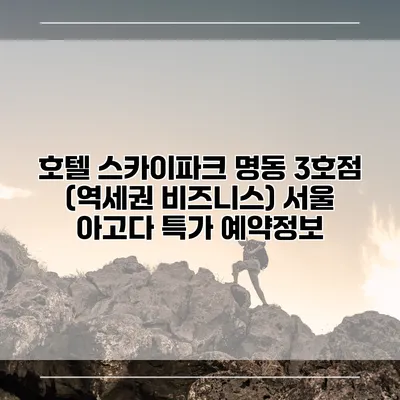 호텔 스카이파크 명동 3호점 (역세권 비즈니스) 서울 아고다 특가 예약정보