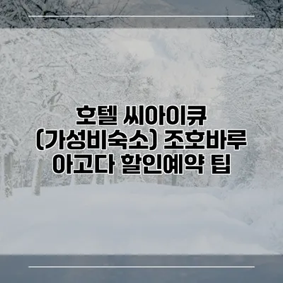 호텔 씨아이큐 (가성비숙소) 조호바루 아고다 할인예약 팁