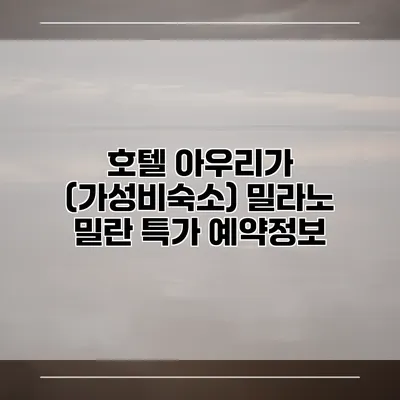 호텔 아우리가 (가성비숙소) 밀라노 밀란 특가 예약정보