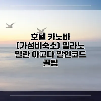 호텔 카노바 (가성비숙소) 밀라노 밀란 아고다 할인코드 꿀팁