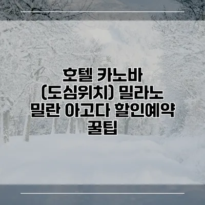 호텔 카노바 (도심위치) 밀라노 밀란 아고다 할인예약 꿀팁