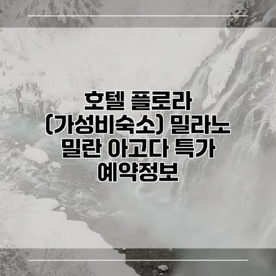 호텔 플로라 (가성비숙소) 밀라노 밀란 아고다 특가 예약정보