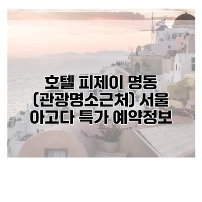호텔 피제이 명동 (관광명소근처) 서울 아고다 특가 예약정보