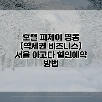 호텔 피제이 명동 (역세권 비즈니스) 서울 아고다 할인예약 방법