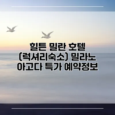 힐튼 밀란 호텔 (럭셔리숙소) 밀라노 아고다 특가 예약정보