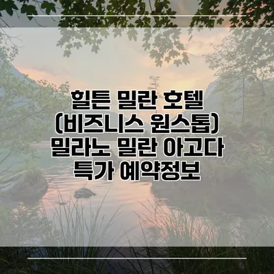 힐튼 밀란 호텔 (비즈니스 원스톱) 밀라노 밀란 아고다 특가 예약정보