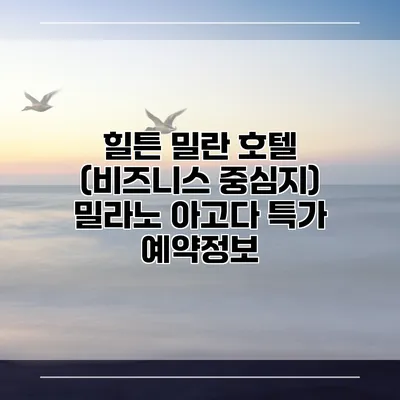 힐튼 밀란 호텔 (비즈니스 중심지) 밀라노 아고다 특가 예약정보
