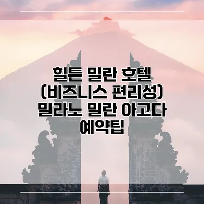 힐튼 밀란 호텔 (비즈니스 편리성) 밀라노 밀란 아고다 예약팁